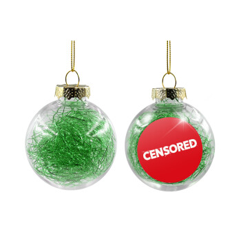 Censored, Transparent Christmas tree ball ornament with green filling 8cm