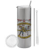 Tumbler stainless steel Silver 600ml, with metal straw & cleaning brush