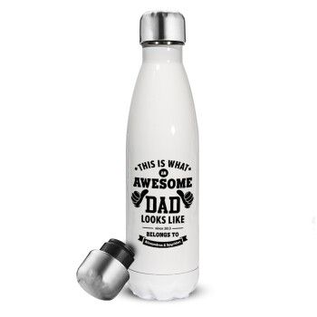 This is what an Awesome DAD looks like, Metal mug thermos White (Stainless steel), double wall, 500ml