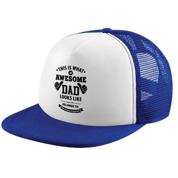 This is what an Awesome DAD looks like, Καπέλο Ενηλίκων Soft Trucker με Δίχτυ Blue/White (POLYESTER, ΕΝΗΛΙΚΩΝ, UNISEX, ONE SIZE)