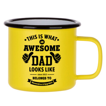 This is what an Awesome DAD looks like, Metallic enamel MATT Yellow cup 360ml