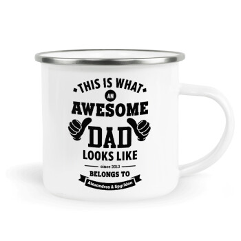 This is what an Awesome DAD looks like, Metallic enamel cup white 360ml