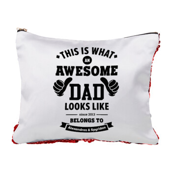 This is what an Awesome DAD looks like, Red sequin cosmetic bag