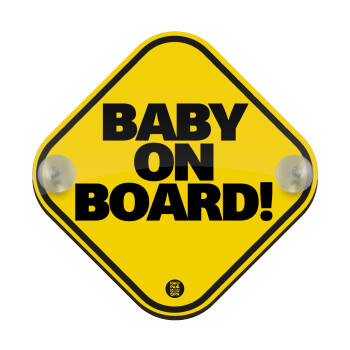 Baby on Board Classic, Baby On Board wooden car sign with suction cups (16x16cm)