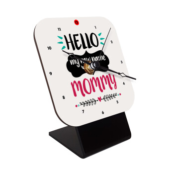 Hello, my new name is Mommy, Επιτραπέζιο ρολόι ξύλινο με δείκτες (10cm)
