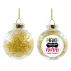 Transparent Christmas tree ball ornament with gold filling 8cm