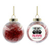 Transparent Christmas tree ball ornament with red filling 8cm