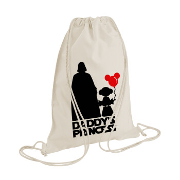 Daddy's princess, Backpack bag GYMBAG natural (28x40cm)