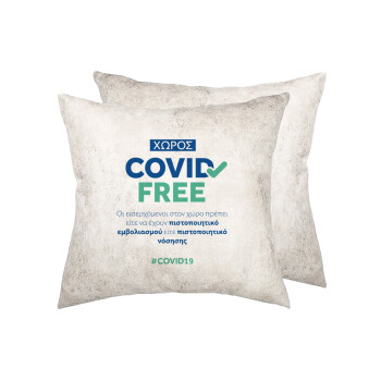 Covid Free GR, Μαξιλάρι καναπέ Δερματίνη Γκρι 40x40cm με γέμισμα