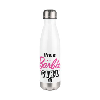 I'm Barbie girl, Metal mug thermos White (Stainless steel), double wall, 500ml