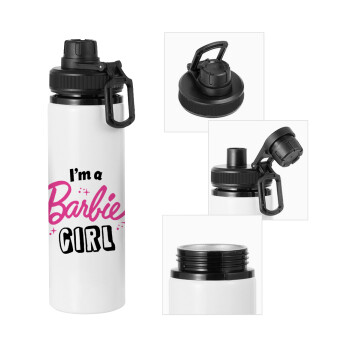 I'm Barbie girl, Metal water bottle with safety cap, aluminum 850ml