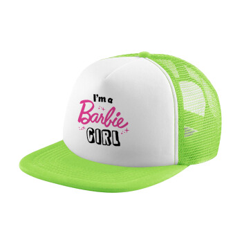 I'm Barbie girl, Καπέλο παιδικό Soft Trucker με Δίχτυ ΠΡΑΣΙΝΟ/ΛΕΥΚΟ (POLYESTER, ΠΑΙΔΙΚΟ, ONE SIZE)