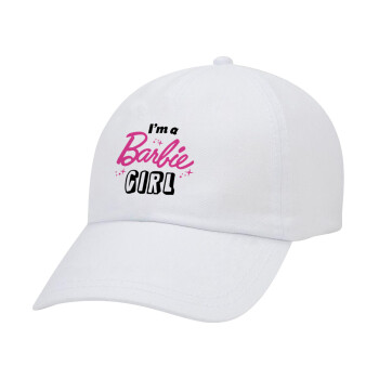 I'm Barbie girl, Adult Baseball Cap White 5-panel (POLYESTER, ADULT, UNISEX, ONE SIZE)