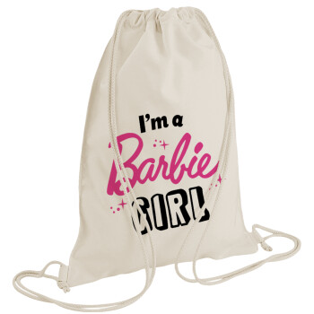 I'm Barbie girl, Backpack bag GYMBAG natural (28x40cm)