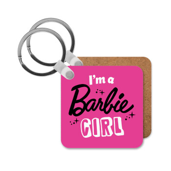 I'm Barbie girl, Μπρελόκ Ξύλινο τετράγωνο MDF