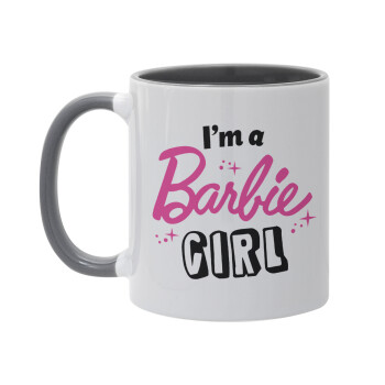 I'm Barbie girl, Κούπα χρωματιστή γκρι, κεραμική, 330ml