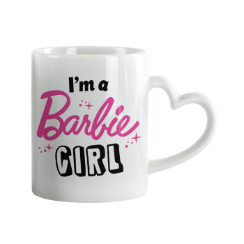 I'm Barbie girl, Κούπα καρδιά χερούλι λευκή, κεραμική, 330ml