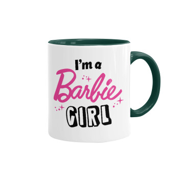 I'm Barbie girl, Κούπα χρωματιστή πράσινη, κεραμική, 330ml
