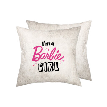 I'm Barbie girl, Μαξιλάρι καναπέ Δερματίνη Γκρι 40x40cm με γέμισμα