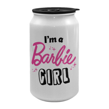 I'm Barbie girl, Κούπα ταξιδιού μεταλλική με καπάκι (tin-can) 500ml