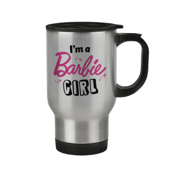I'm Barbie girl, Κούπα ταξιδιού ανοξείδωτη με καπάκι, διπλού τοιχώματος (θερμό) 450ml
