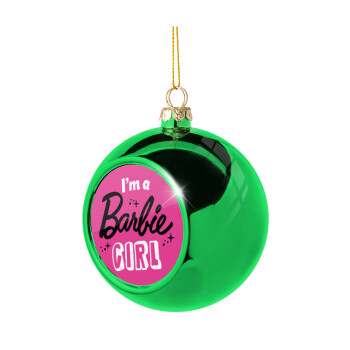 I'm Barbie girl, Green Christmas tree ornament ball 8cm