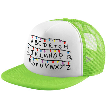 Stranger Things ABC, Child's Soft Trucker Hat with Green/White Mesh (POLYESTER, CHILDREN'S, ONE SIZE)