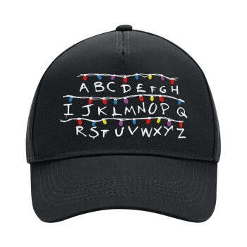 Stranger Things ABC, Adult Ultimate Hat BLACK, (100% COTTON DRILL, ADULT, UNISEX, ONE SIZE)