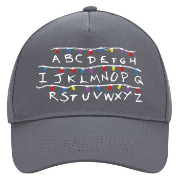 Stranger Things ABC, Ultimate Adult Hat Grey, (100% COTTON DRILL, ADULT, UNISEX, ONE SIZE)