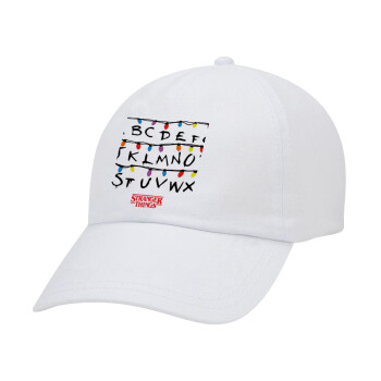 Stranger Things ABC, Adult Baseball Cap White 5-panel (POLYESTER, ADULT, UNISEX, ONE SIZE)