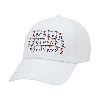 Stranger Things ABC, Καπέλο Ενηλίκων Baseball Λευκό 5-φύλλο (POLYESTER, ΕΝΗΛΙΚΩΝ, UNISEX, ONE SIZE)