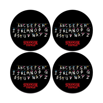 Stranger Things ABC, SET of 4 round wooden coasters (9cm)