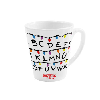 Stranger Things ABC, Κούπα κωνική Latte Λευκή, κεραμική, 300ml