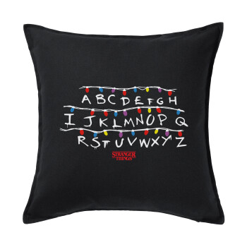 Stranger Things ABC, Sofa cushion black 50x50cm includes filling