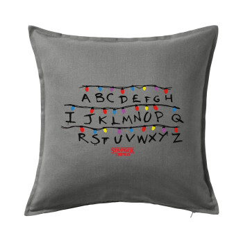 Stranger Things ABC, Sofa cushion Grey 50x50cm includes filling