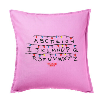 Stranger Things ABC, Sofa cushion Pink 50x50cm includes filling