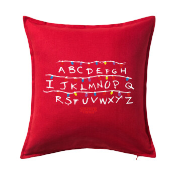 Stranger Things ABC, Sofa cushion RED 50x50cm includes filling