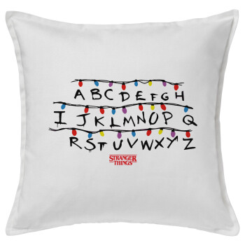 Stranger Things ABC, Sofa cushion White 50x50cm includes filling