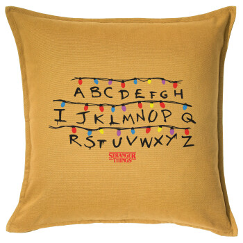 Stranger Things ABC, Sofa cushion YELLOW 50x50cm includes filling