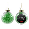 Transparent Christmas tree ball ornament with green filling 8cm