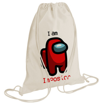 Among US i am impostor, Backpack bag GYMBAG natural (28x40cm)