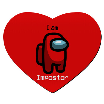 Among US i am impostor, Mousepad heart 23x20cm