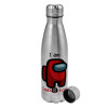 Metallic water bottle, stainless steel, 750ml