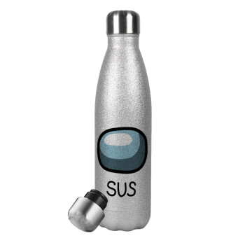 Among US SUS!!!, Metallic Glitter Silver Thermos Flask (Stainless steel), double-walled, 500ml