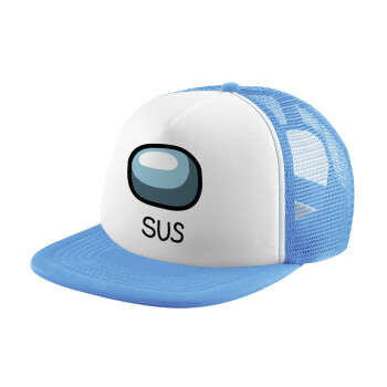 Among US SUS!!!, Child's Soft Trucker Hat with Blue/White Mesh (POLYESTER, CHILD, ONE SIZE)