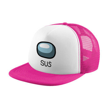 Among US SUS!!!, Καπέλο Ενηλίκων Soft Trucker με Δίχτυ Pink/White (POLYESTER, ΕΝΗΛΙΚΩΝ, UNISEX, ONE SIZE)