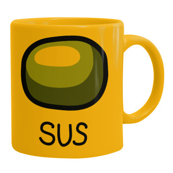 Among US SUS!!!, Ceramic coffee mug yellow, 330ml (1pcs)