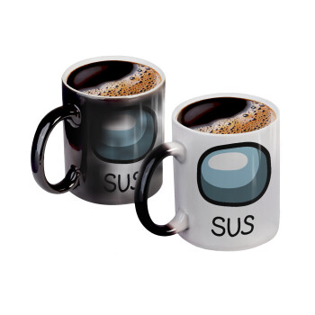 Among US SUS!!!, Color changing magic Mug, ceramic, 330ml when adding hot liquid inside, the black colour desappears (1 pcs)