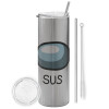 Eco friendly stainless steel Silver tumbler 600ml, with metal straw & cleaning brush