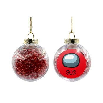 Among US SUS!!!, Transparent Christmas tree ball ornament with red filling 8cm